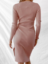 Load image into Gallery viewer, V-neck Long Sleeve Knitted Dress