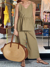 Load image into Gallery viewer, Casual Loose Solid Color Strap V-neck Two-piece Suit