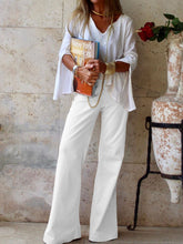 Load image into Gallery viewer, Casual Loose V-Neck Top Pants Set