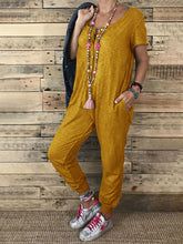 Load image into Gallery viewer, Casual Fashion Round Neck Pocket Jumpsuit