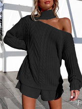 Load image into Gallery viewer, Sexy Hollow Solid Color High Neck Two-piece Suit