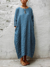 Load image into Gallery viewer, Fashion Long Sleeve Round Neck Solid Color Casual Dress