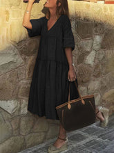 Load image into Gallery viewer, Casual Solid Color V-neck Dress