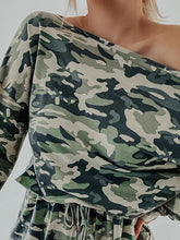 Load image into Gallery viewer, Camouflage Print One Shoulder Romper