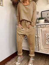 Load image into Gallery viewer, Round Neck Long-sleeved Top and Trousers Casual Suit