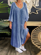 Load image into Gallery viewer, Retro Casual Loose Plain V-Neck Maxi Dress