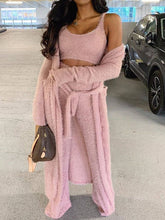 Load image into Gallery viewer, Long Cardigan Tank Top and High Waist Trousers Knitted Three-piece