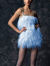 Load image into Gallery viewer, Fashion Solid Color Furry Sling Mini Dress