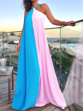 Load image into Gallery viewer, Summer Loose Halterneck Stitching Maxi Dress