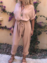 Load image into Gallery viewer, Casual Loose Solid Color V-neck Jumpsuit