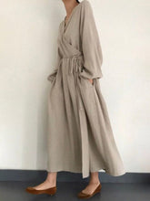 Load image into Gallery viewer, Solid Color Wild Fashion V-neck Long Sleeve Dress