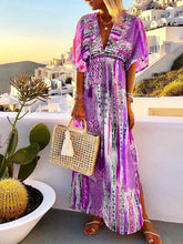 Load image into Gallery viewer, V-Neck Colorful Print Maxi Dress