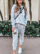 Load image into Gallery viewer, Casual Loose Hooded Top Two-piece Suit