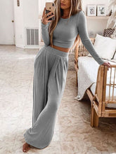 Load image into Gallery viewer, Fashion Wide Leg Round Neck Solid Color Suit