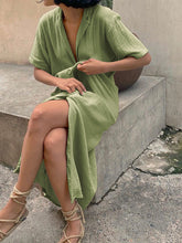 Load image into Gallery viewer, Casual Loose Solid Color V-neck Short Sleeve Dress