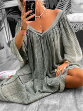 Load image into Gallery viewer, Retro Casual Loose Plain V-Neck Maxi Dress