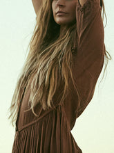 Load image into Gallery viewer, Vintage V-neck Button High Waist Split Maxi Dress