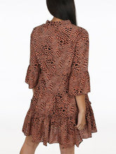 Load image into Gallery viewer, Deep V-neck Mid-sleeved High Waist Printed Midi Dress