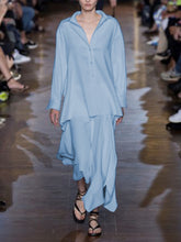 Load image into Gallery viewer, V-neck Casual Long-sleeved Shirt Irregular Skirt Two-piece