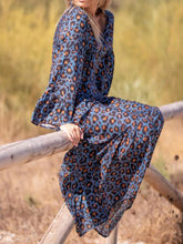 Load image into Gallery viewer, Leopard V-Neck Casual Long Sleeve Dress