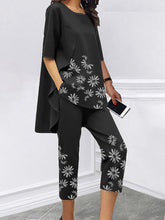 Load image into Gallery viewer, Loose Short-sleeved Casual Printed Short-sleeved Tops Cropped Trousers Two-piece Suit