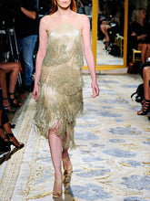 Load image into Gallery viewer, Off-the-shoulder Sleeveless Tassel Evening Dress