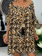 Load image into Gallery viewer, Leopard Swing Holiday Half Sleeve Dresses