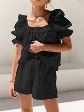 Load image into Gallery viewer, Casual Loose Solid Color Bubble Sleeve Two-piece Suit
