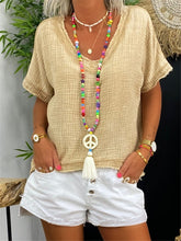 Load image into Gallery viewer, Simple Casual Loose V-Neck Short Sleeve Top