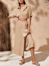 Load image into Gallery viewer, Women's Elegant Lapel Top and High Fork Dress Suits