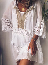 Load image into Gallery viewer, Leisure Solid Color Openwork Dress