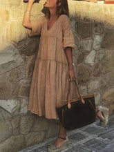 Load image into Gallery viewer, Casual Solid Color V-neck Dress