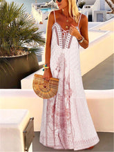 Load image into Gallery viewer, Bohemian Vintage V-Neck Loose Casual Suspender Dress