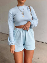 Load image into Gallery viewer, Casual Loose Solid Color Bubble Sleeve Two-piece Suit