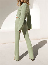 Load image into Gallery viewer, Knit Solid Color Suit with V-neck Zipper