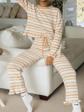 Load image into Gallery viewer, Simple Casual Loose Top Pants Striped Knitted Suit