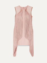 Load image into Gallery viewer, Tulle-paneled Fringed Mini Dress
