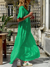 Load image into Gallery viewer, Solid Color Short Sleeve V-Neck Dress