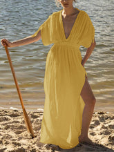 Load image into Gallery viewer, Deep V Neck High Fork Twist Casual Dress