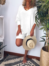 Load image into Gallery viewer, Casual Loose V Neck Top Long Sleeve Shorts Suit
