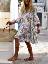 Load image into Gallery viewer, Printed V-Neck Casual Dress