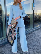 Load image into Gallery viewer, High Neck Slit Sweater Loose Trousers Set for Women