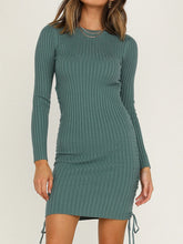 Load image into Gallery viewer, Sexy Solid Color Round Neck Long Sleeve Dress