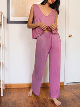 Load image into Gallery viewer, Simple Casual Loose V Neck Top Pants Set