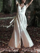 Load image into Gallery viewer, Pure Color High Waist Deep V-neck Sexy Backless Casual Maxi Dress