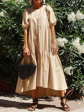 Load image into Gallery viewer, Fashionable Solid Color Round Neck Dress