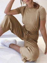 Load image into Gallery viewer, Casual Loose Solid Color Short Sleeve Two-piece Suit