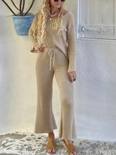 Load image into Gallery viewer, V-neck Long-sleeved Slim Top Flared Pants Suit