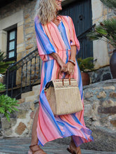 Load image into Gallery viewer, V-Neck Striped Bohemian Maxi Dress