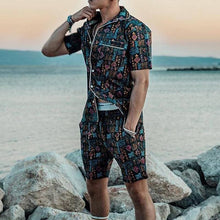 Load image into Gallery viewer, Men'S Multicolor Printed Short Sleeve Two-Piece Suit